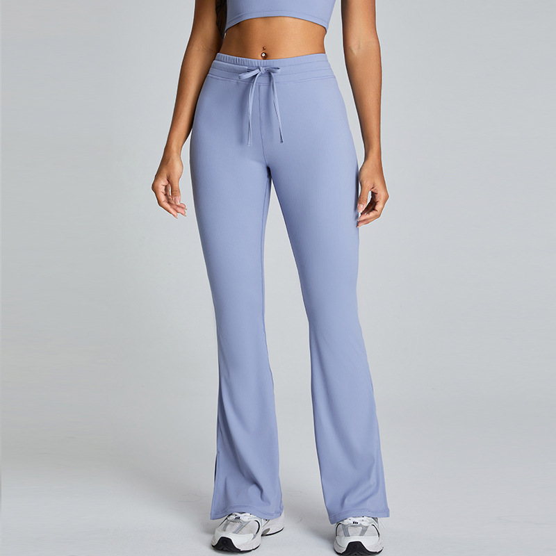 High Waisted Leggings with Drawstring Wholesale Yoga Flared Pants DTM0179