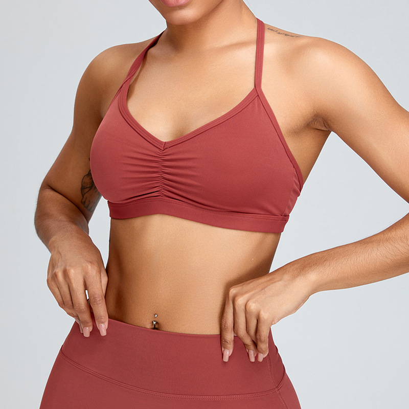 Custom Workout Crop Tank Top Mideum Impact Sports Padded Bra TMT0155