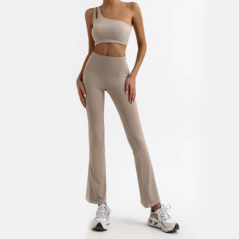 One Shoulder Sports Bra with Workout Flared Yoga Pants - Yoga Set YS104