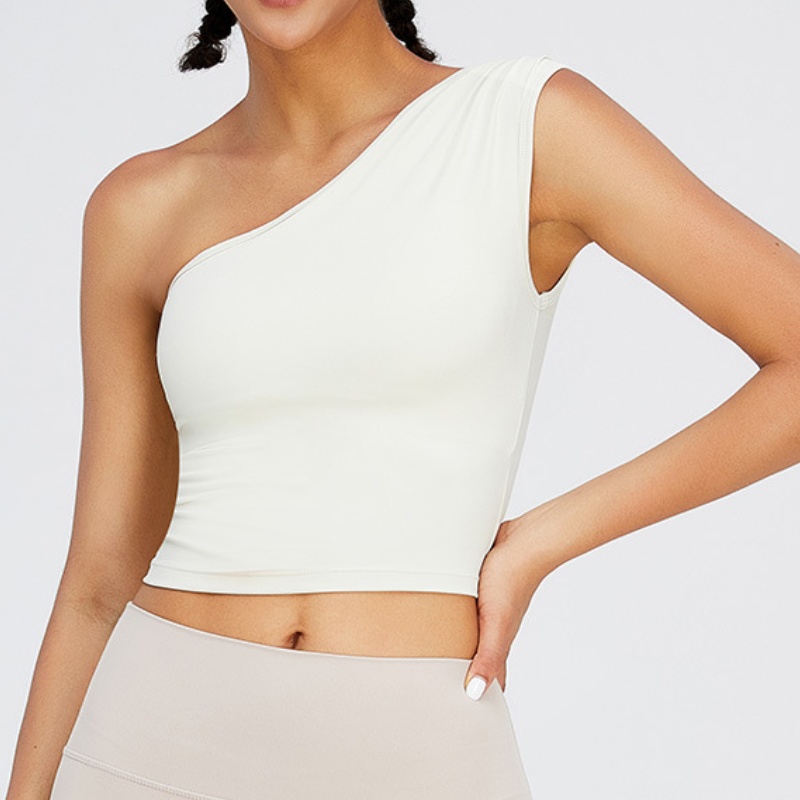 One Shoulder Medium Support Padded Strappy Yoga Bra TMT0128
