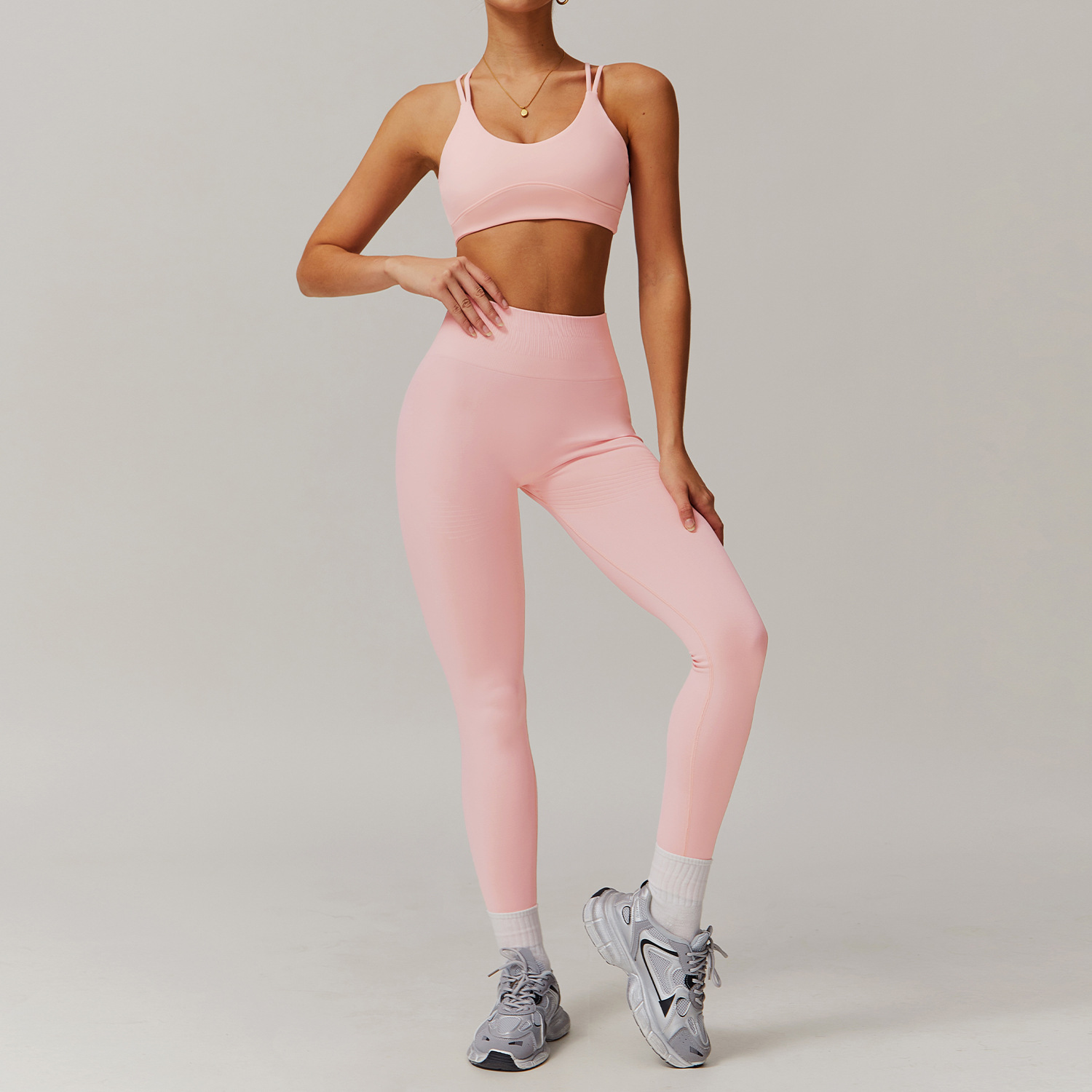Woman Scrunch Butt Workout Womens Two Pieces Yoga Short Gym Fitness Sets DR4001-3