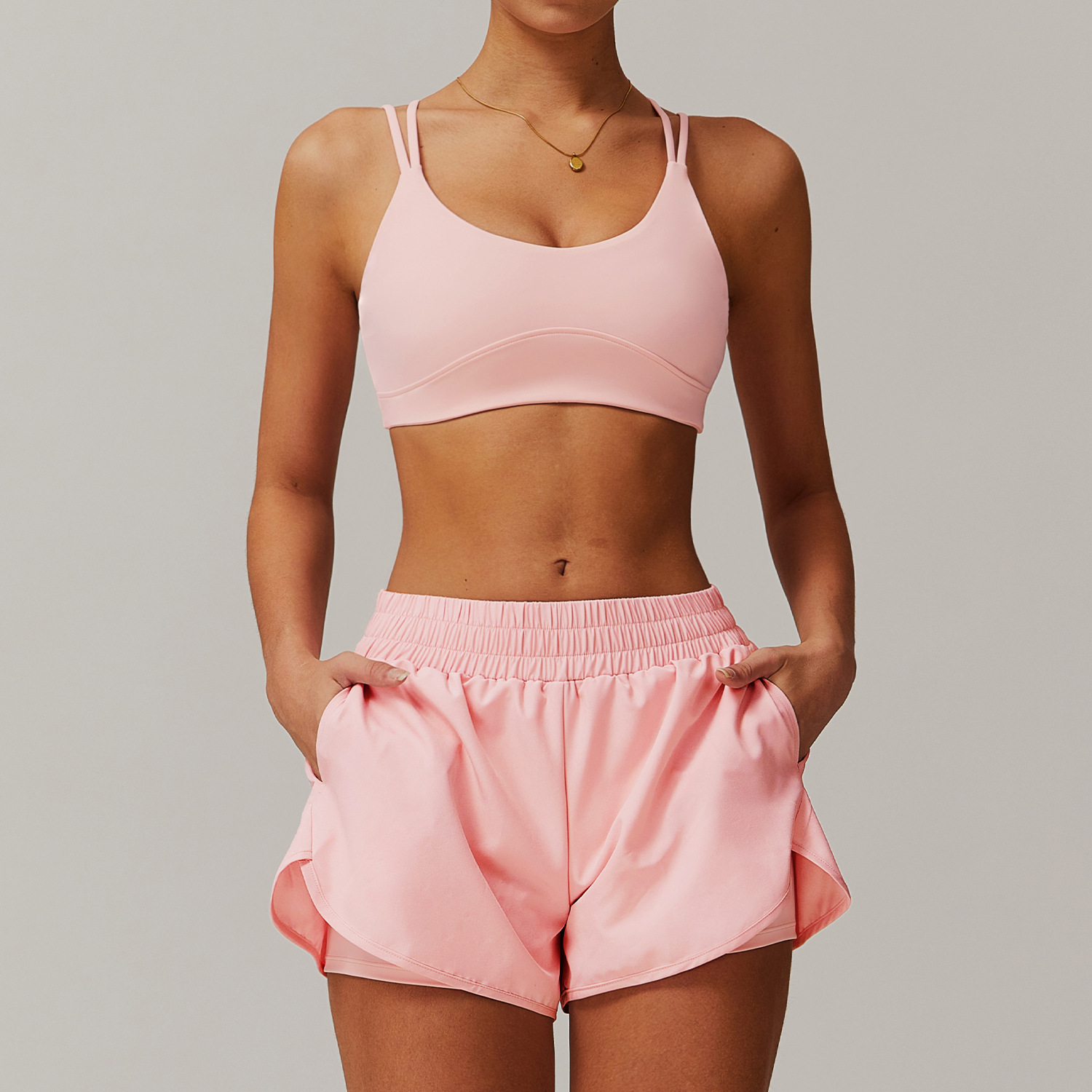 Custom Yoga Bra with Sport Short Fitness Clothing Set DR4001-1