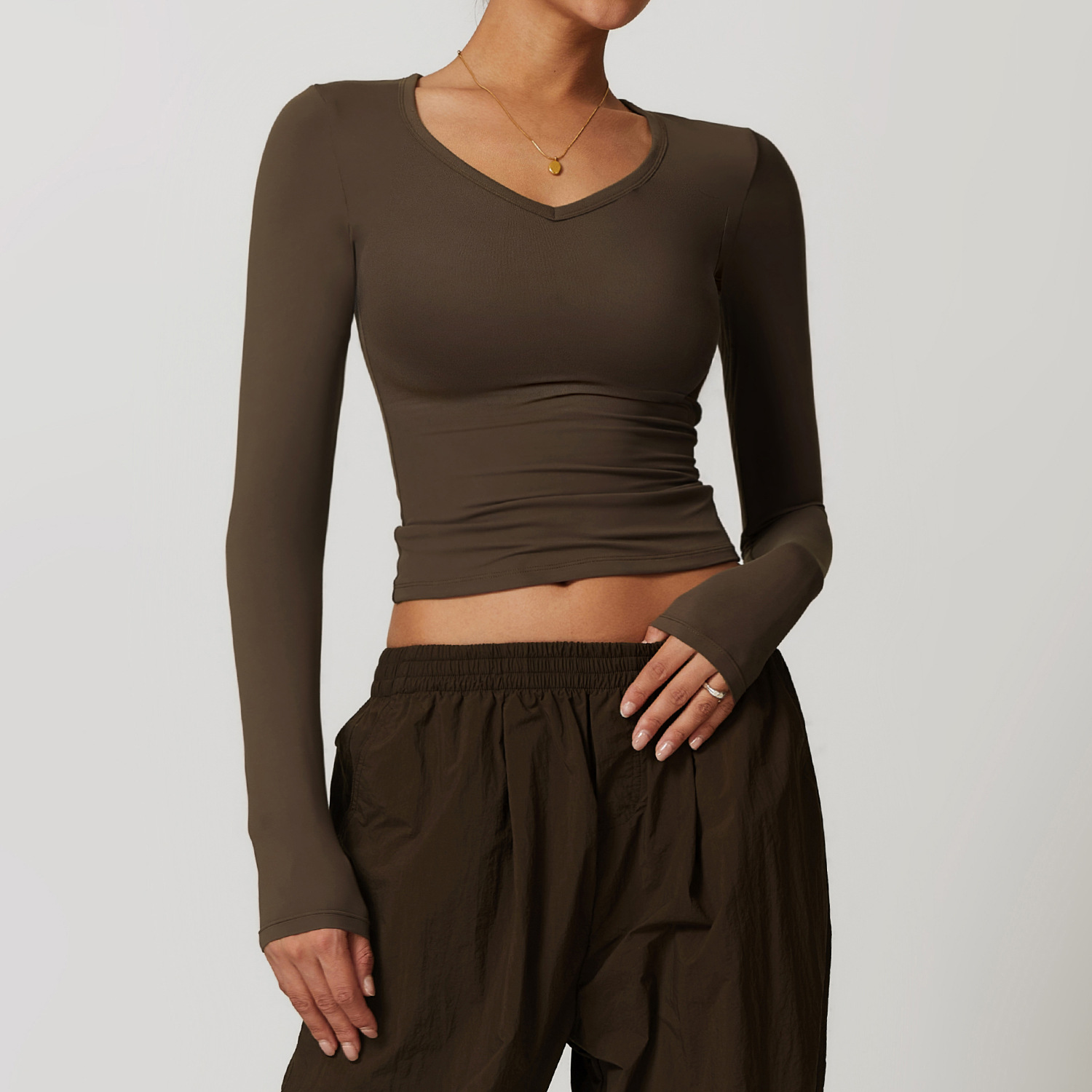 Women's Compression Sweetheart Neckline Long Sleeve Yoga Tops DRCX8605