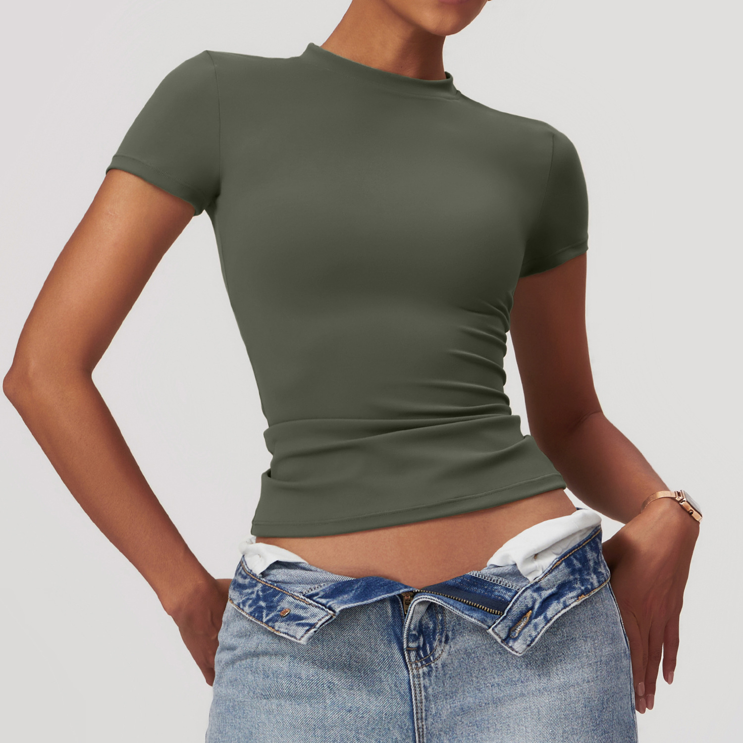 Custom Workout Shirts Running Short Sleeve Crop Tops for Women  DRDX8455