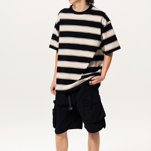 Custom Men's Workout T Shirts Quick Dry Running Stripe Short Sleeve Shirts DRNT001