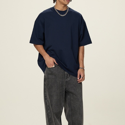 Men's Vintage Half Sleeve T-Shirt Oversized Drop Shoulder Summer Tee Top DRNT013